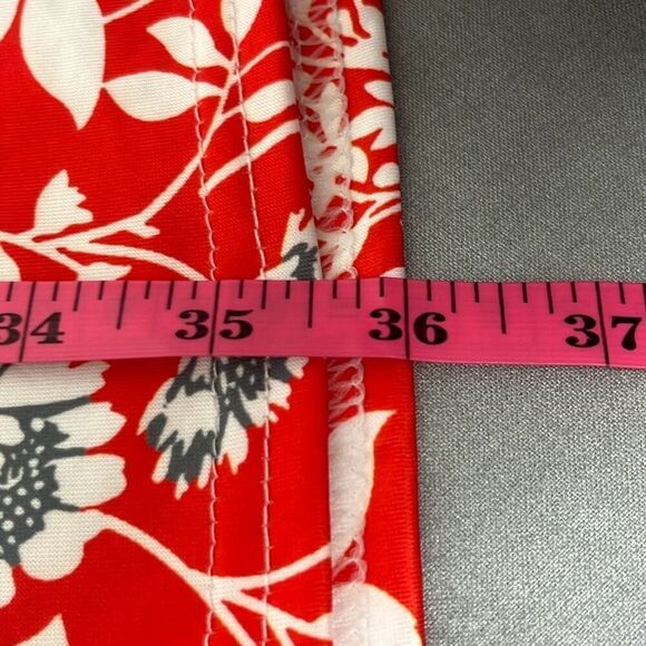 Coeur de Vague 2XL Red White Floral Shift Swing Dress Pockets Stretch NWT - Picture 10 of 10